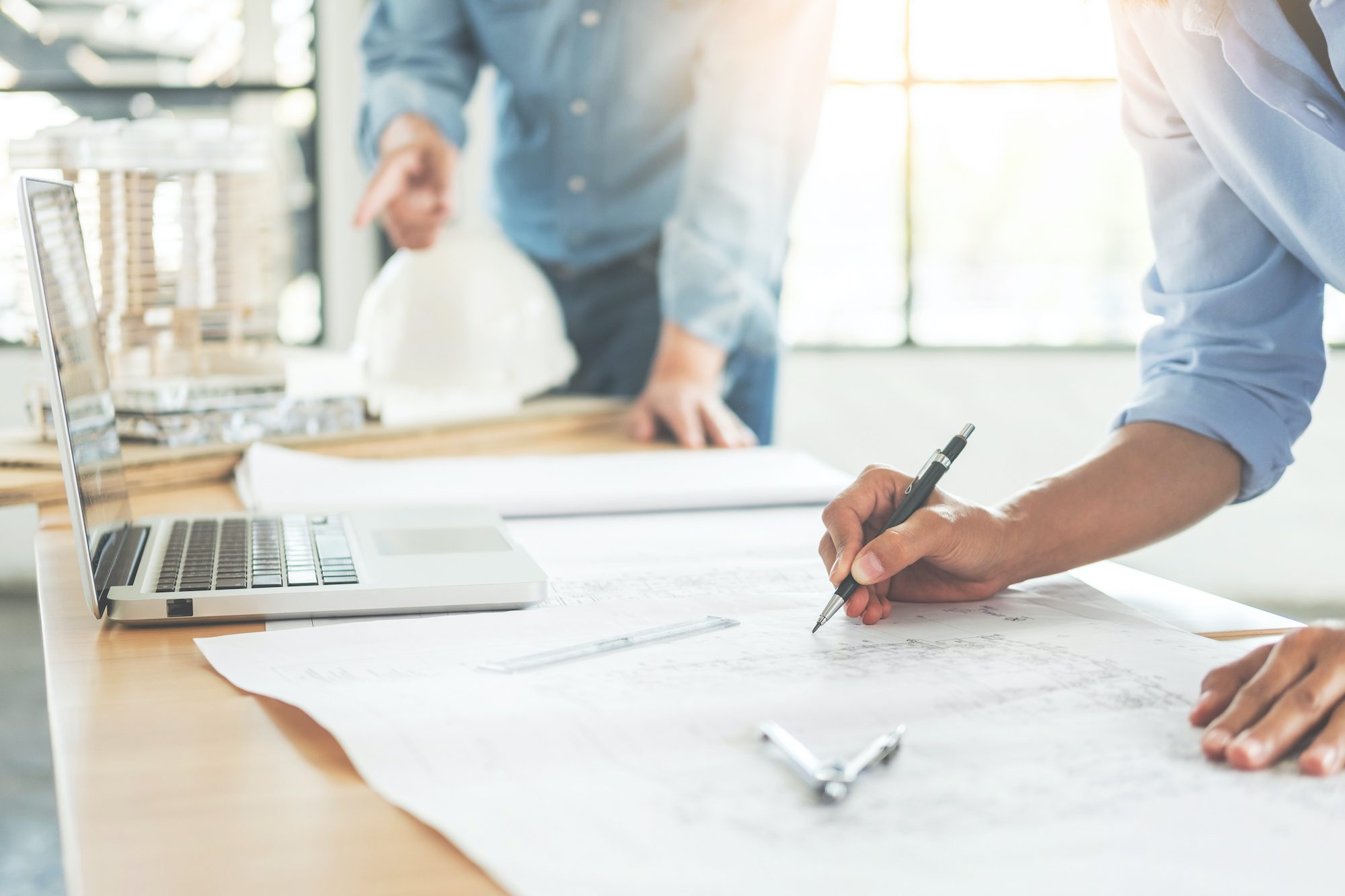 Commercial Service working on an estimate for a commercial job repair