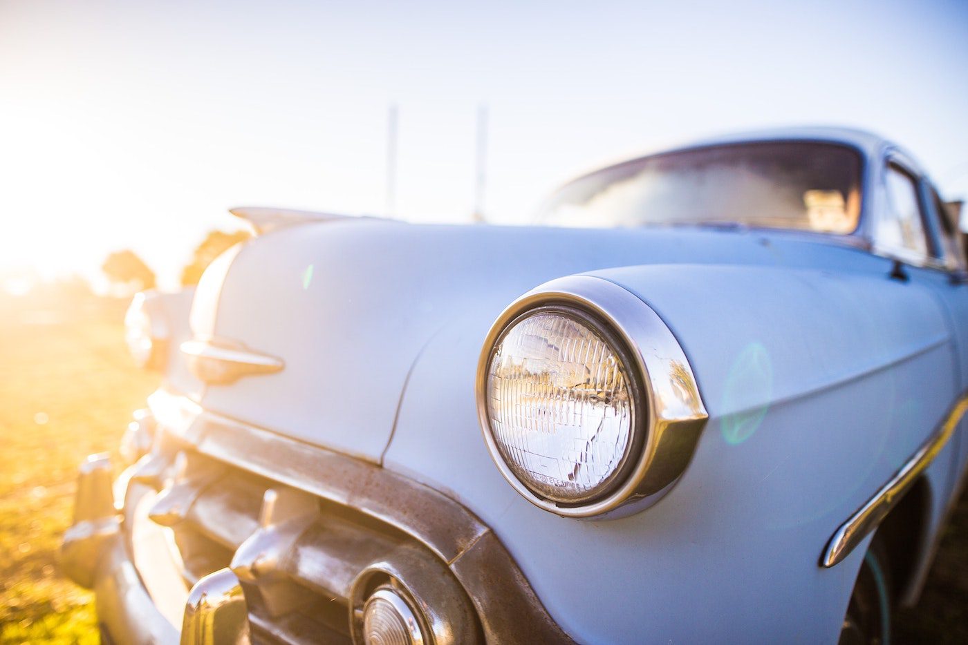 An Old Vintage Baby Blue Car. These cars needed a place to be parked.