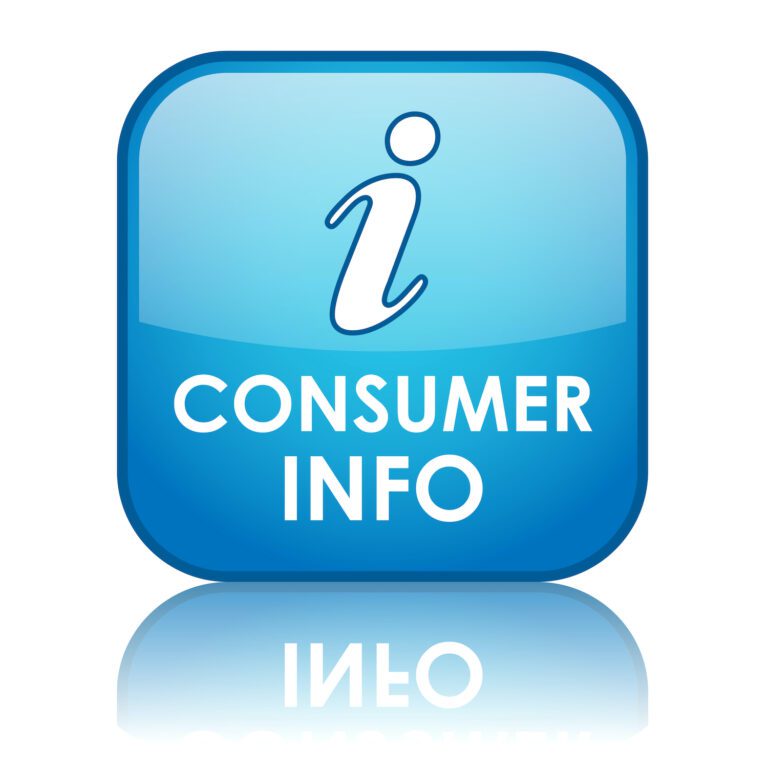 A blue button with the letter i for consumer info. This is showing that this section of the website is answering questions and discussing topics for Overhead Door Company of Huntsville/North Alabama customers. Its introducing a link section